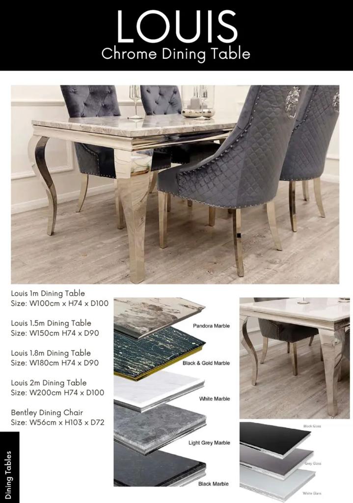 LOUIS Chrome Dining Table with Chairs