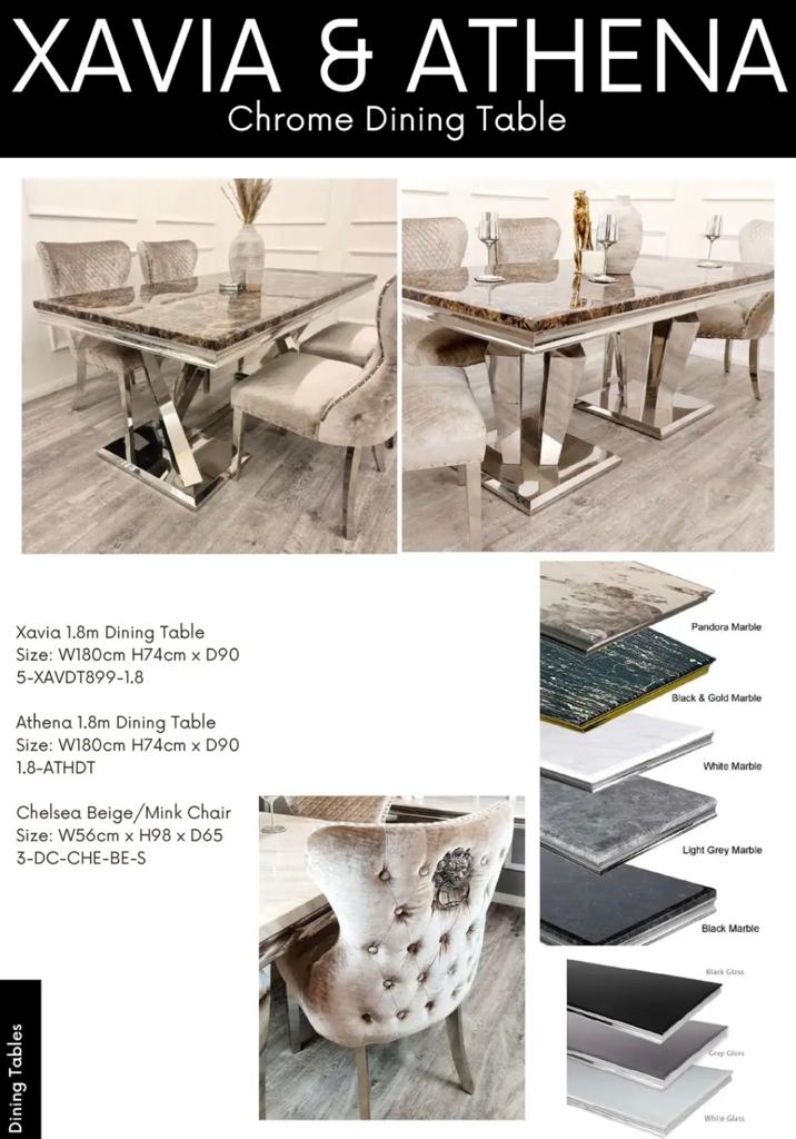 XAVIA & ATHENA Chrome Dinning Table with Chair