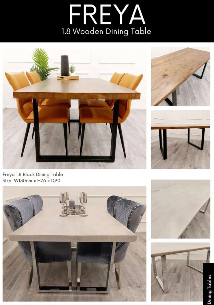 FREYA 1.8 Wooden Dining Table for Rustic Charm and Elegant Gatherings