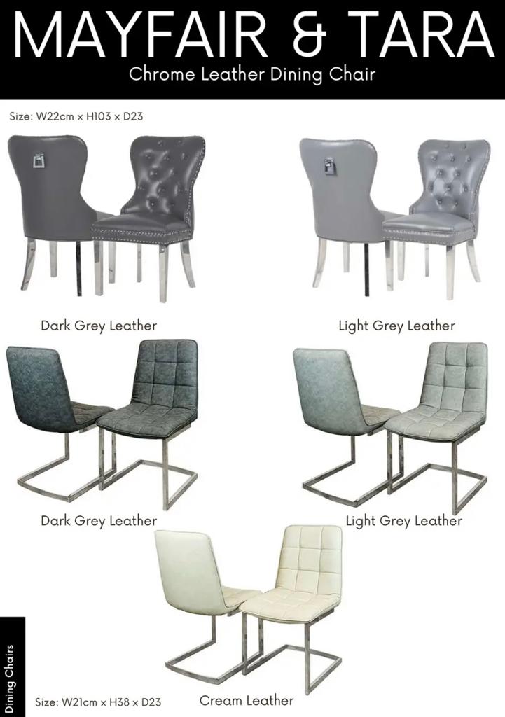 MAYFAIR & TARA Chrome Leather Dining Chair for Modern Elegance and Supreme Comfort