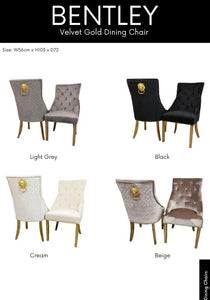 BENTLEY Velvet Gold Dining Chair for Luxurious and Elegant Seating Experience