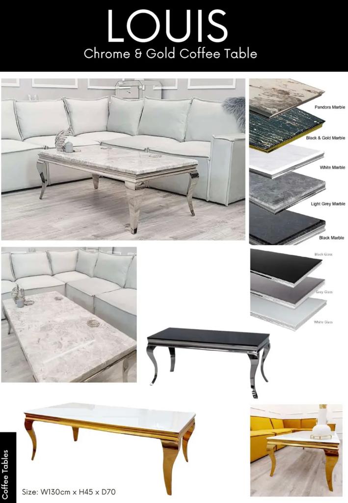 LOUIS Chrome & Gold Coffee Table for Luxurious and Elegant Living Spaces