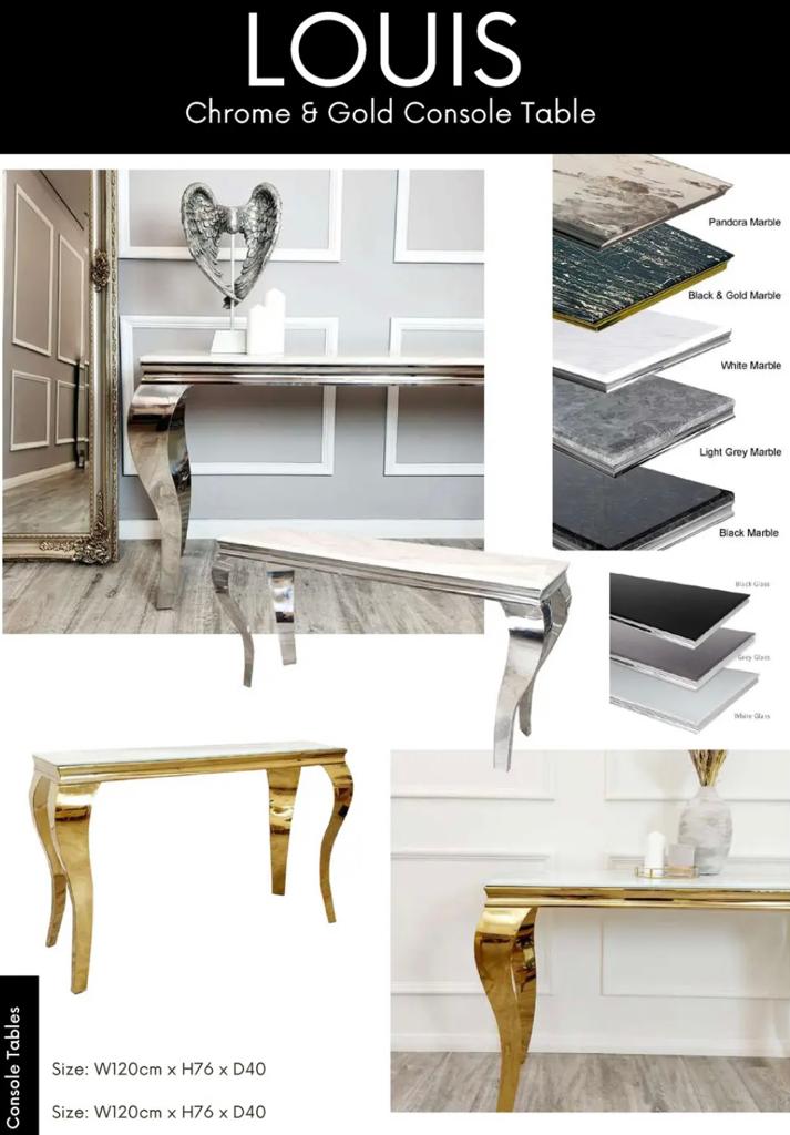 LOUIS Chrome & Gold Console Table for Opulent and Refined Living Spaces