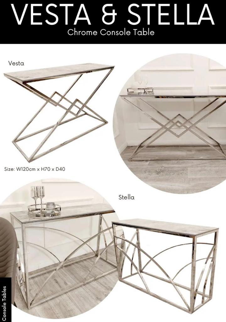 VESTA & STELLA Chrome Console Table for Refined and Luxurious Interiors